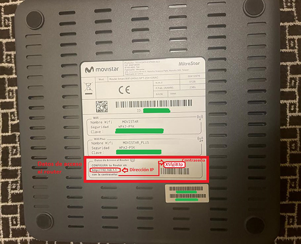 parte trasera de un router